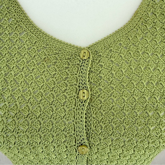 Vintage Emma James Green Crochet Short Sleeve Button Up Blouse Size S - Picture 2 of 7